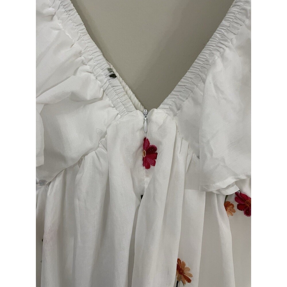 Lulus White Embroidered Flutter Sleeve Mini Dress NWT Size M Medium - Picture 5 of 8